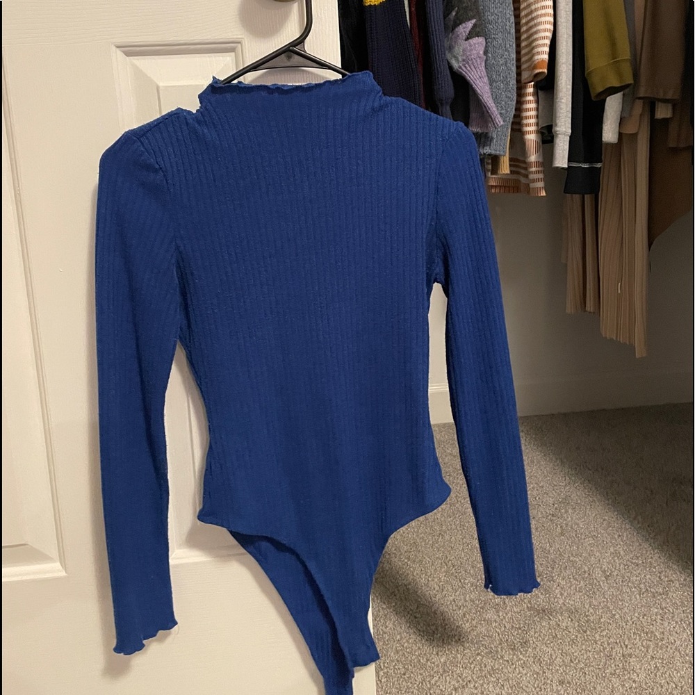 Tight blue bodysuit